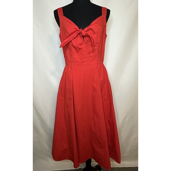 COLOR ME COURTNEY Red Coco Poplin Flirty Dress with Pockets‎ Women's SIZE 4 - Picture 2 of 13